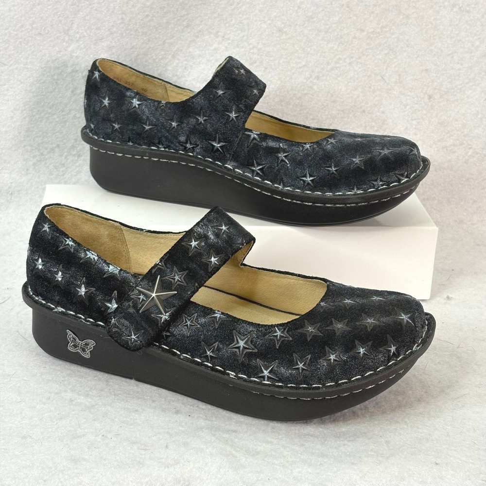 Alegria Star Embossed Paloma Mary Jane Clog Black Womens 9.5/10 Celestial Casual